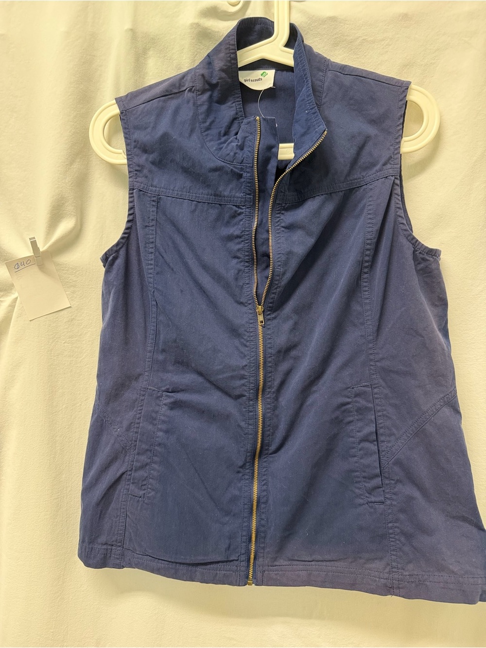 Sleeveless Zip-Front Utility Vest - Navy